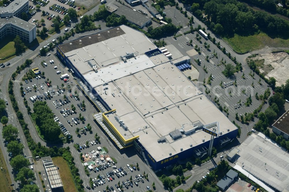 Aerial image Dortmund - Building the shopping center IKEA Einrichtungshaus und Moebelmarktes in Dortmund in the state North Rhine-Westphalia