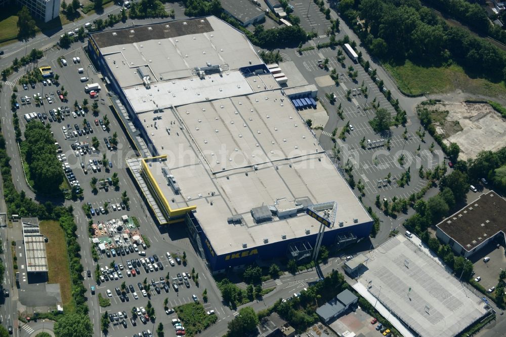 Aerial image Dortmund - Building the shopping center IKEA Einrichtungshaus und Moebelmarktes in Dortmund in the state North Rhine-Westphalia