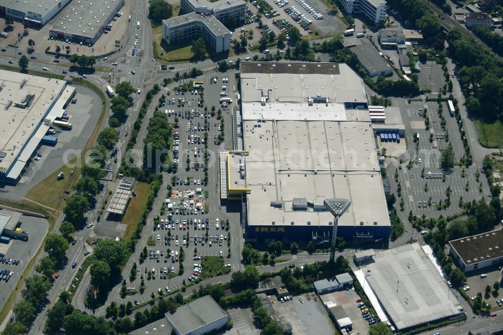 Aerial photograph Dortmund - Building the shopping center IKEA Einrichtungshaus und Moebelmarktes in Dortmund in the state North Rhine-Westphalia