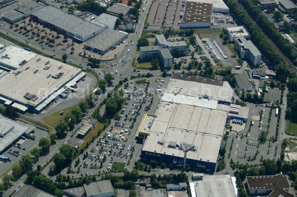 Dortmund from the bird's eye view: Building the shopping center IKEA Einrichtungshaus und Moebelmarktes in Dortmund in the state North Rhine-Westphalia