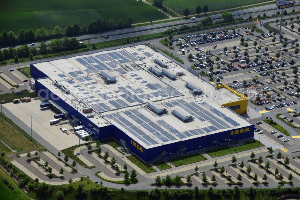 Würzburg from above - Building the shopping center IKEA furniture store in Wuerzburg in the state Bavaria