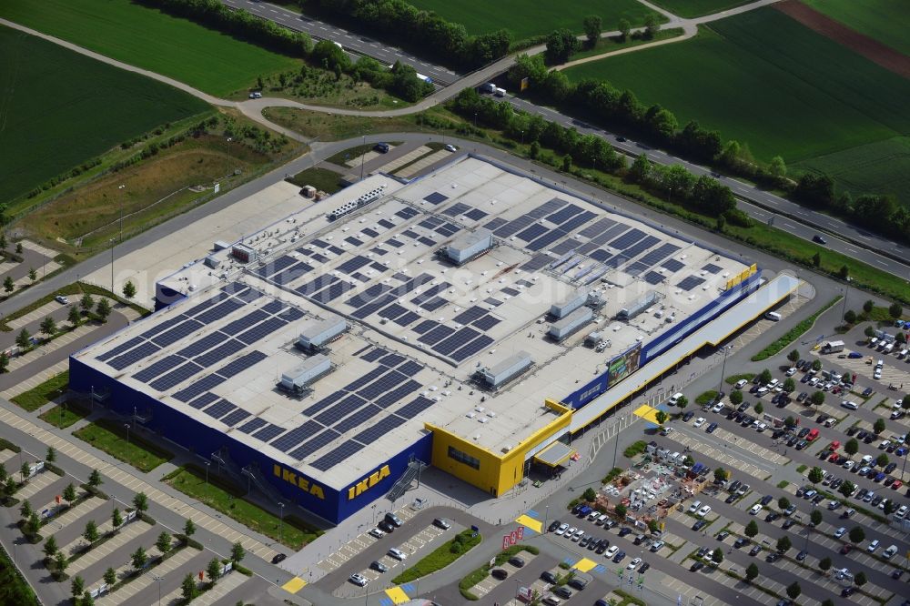 Aerial image Würzburg - Building the shopping center IKEA furniture store in Wuerzburg in the state Bavaria