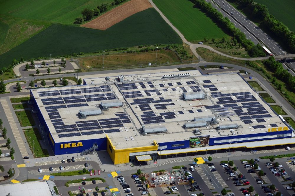 Aerial photograph Würzburg - Building the shopping center IKEA furniture store in Wuerzburg in the state Bavaria