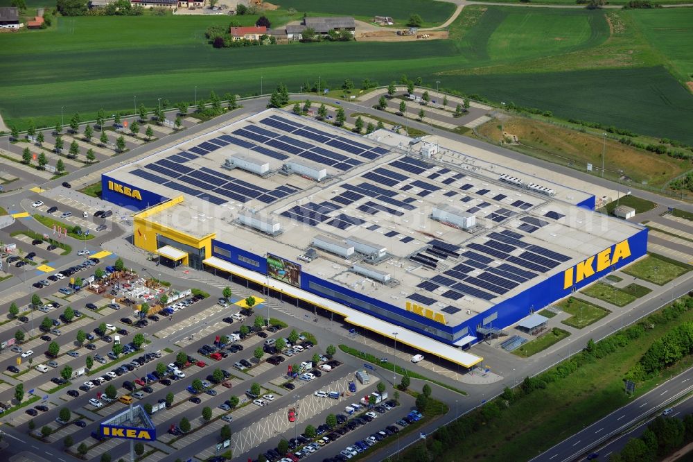 Würzburg from above - Building the shopping center IKEA furniture store in Wuerzburg in the state Bavaria