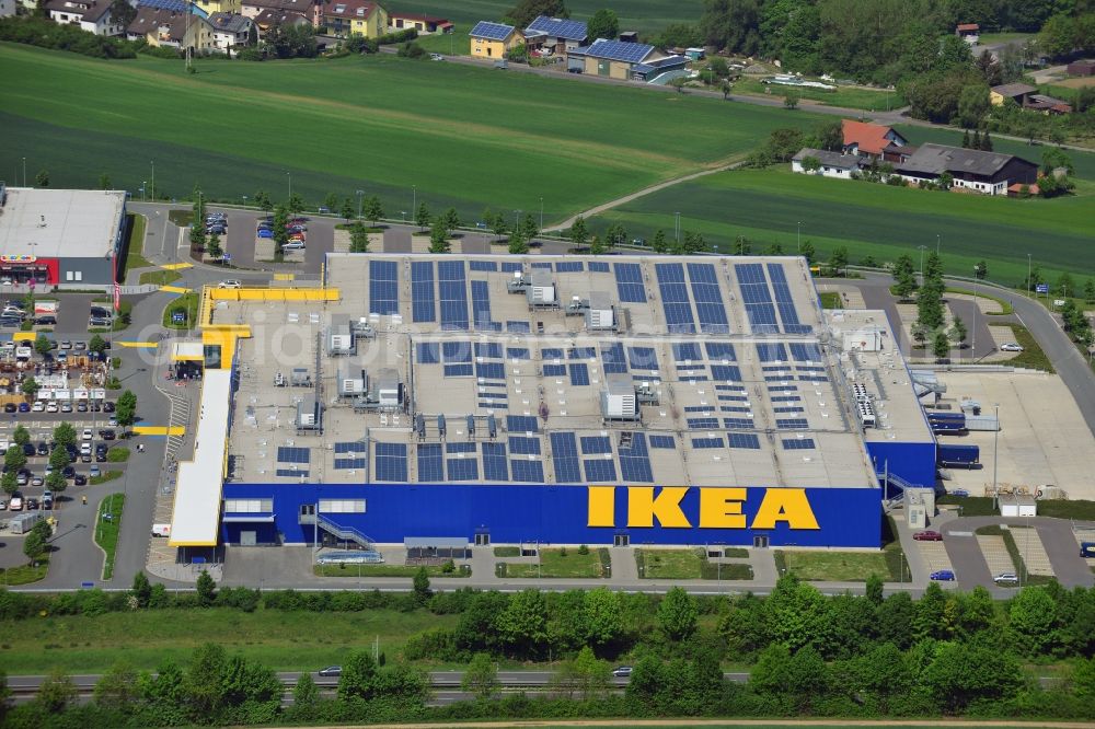 Würzburg from above - Building the shopping center IKEA furniture store in Wuerzburg in the state Bavaria