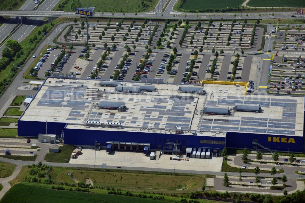 Würzburg from above - Building the shopping center IKEA furniture store in Wuerzburg in the state Bavaria