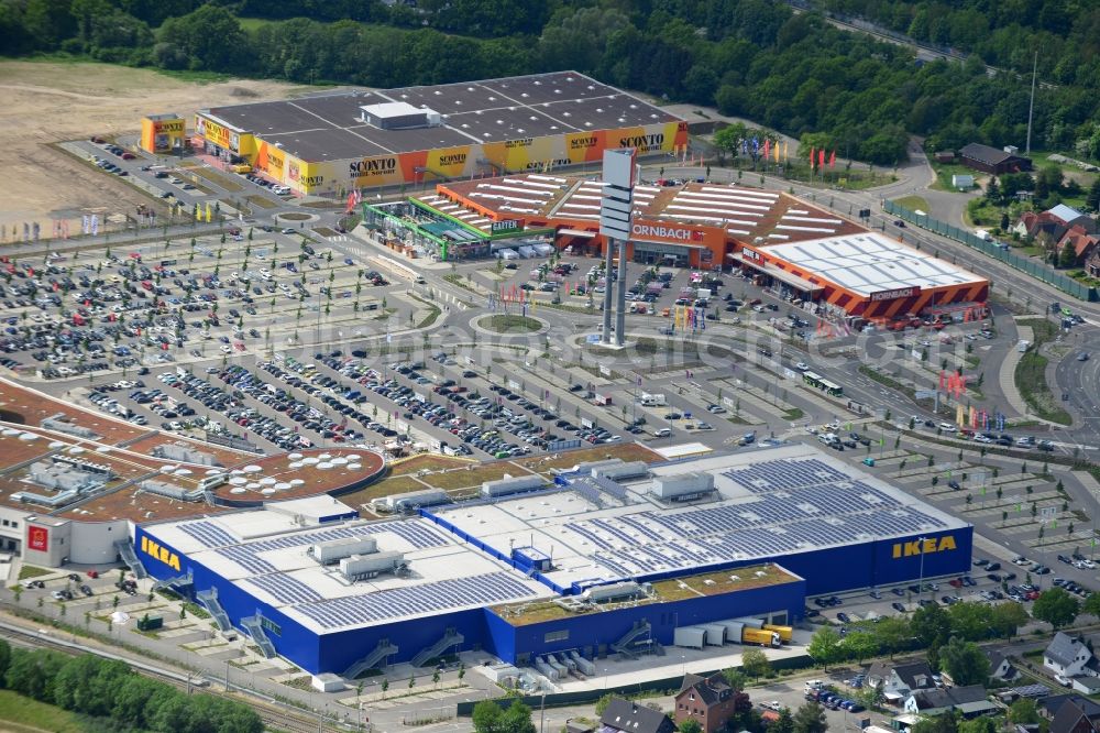 Aerial image Dänischburg, Lübeck - Building the shopping center IKEA - furniture store in Daenischburg, Luebeck in the state Schleswig-Holstein