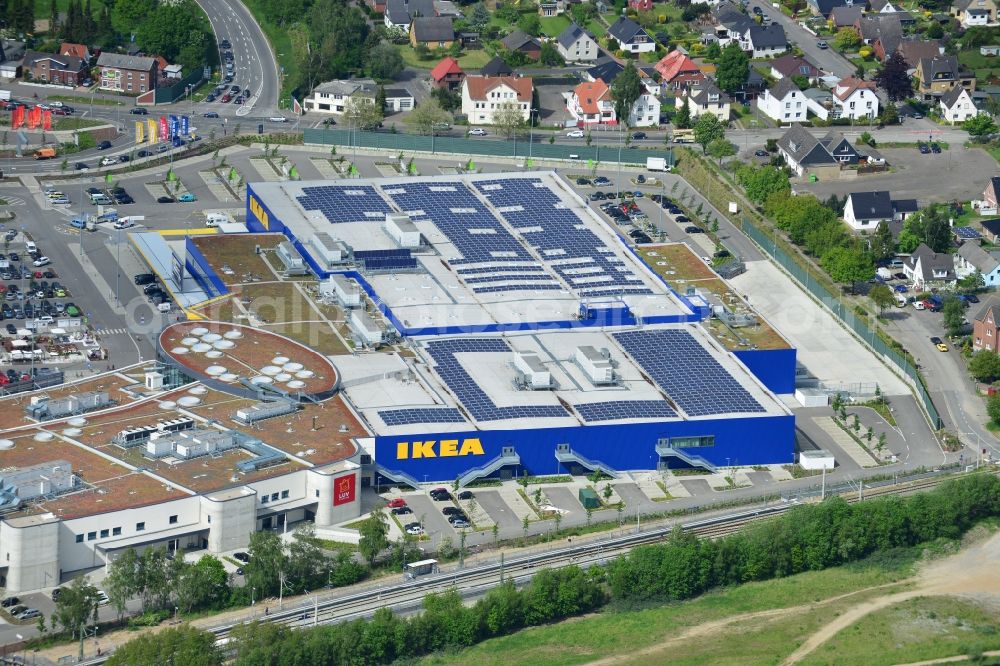 Dänischburg, Lübeck from the bird's eye view: Building the shopping center IKEA - furniture store in Daenischburg, Luebeck in the state Schleswig-Holstein