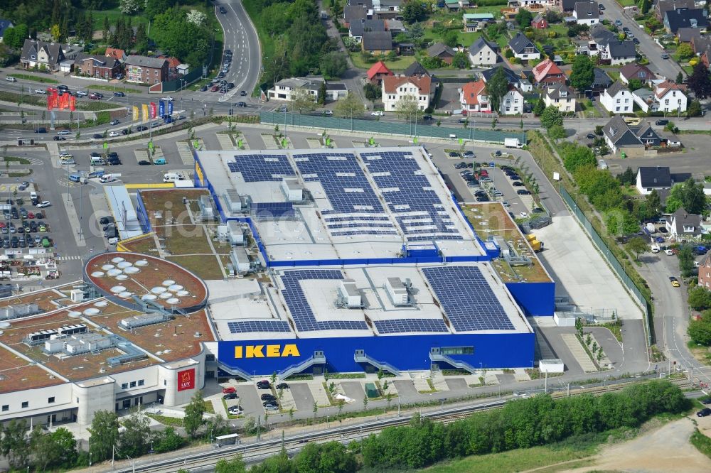 Aerial photograph Dänischburg, Lübeck - Building the shopping center IKEA - furniture store in Daenischburg, Luebeck in the state Schleswig-Holstein