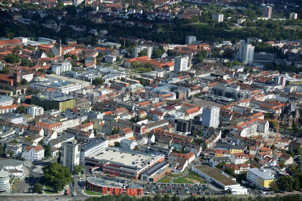 Aerial photograph Hanau - Building of the shopping center Kaufland im Innenstadtbereich in Hanau in the state Hesse