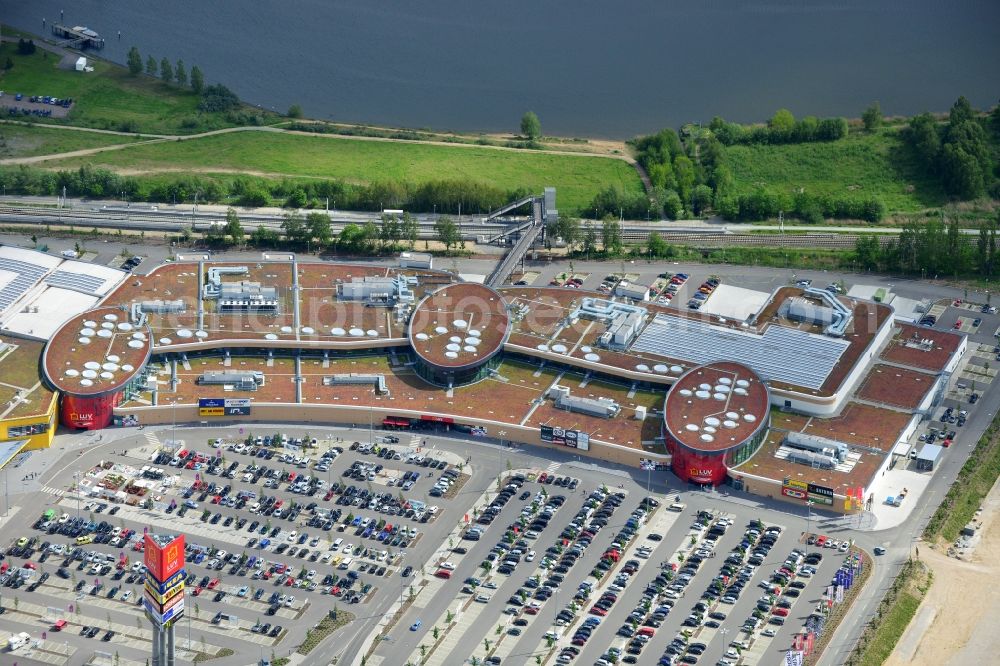 Dänischburg, Lübeck from the bird's eye view: Building the shopping mall LUV SHOPPING at IKEA furnishing house in Daenischburg, Luebeck in Schleswig-Holstein