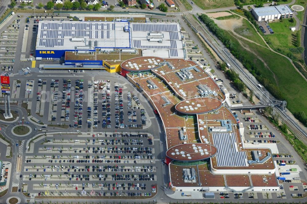 Aerial photograph Dänischburg, Lübeck - Building the shopping mall LUV SHOPPING at IKEA furnishing house in Daenischburg, Luebeck in Schleswig-Holstein