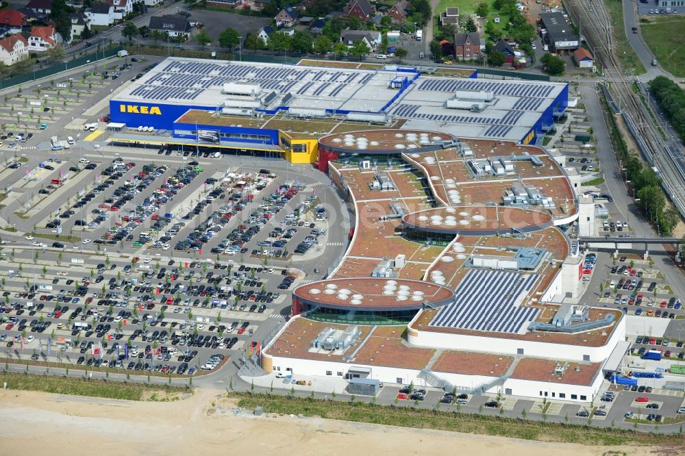 Dänischburg, Lübeck from above - Building the shopping mall LUV SHOPPING at IKEA furnishing house in Daenischburg, Luebeck in Schleswig-Holstein