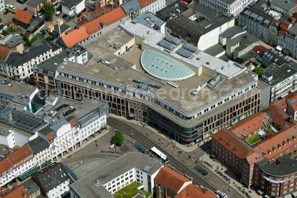 Schwerin from above - Building of the shopping center Marienplatz Galerie in Schwerin in the state Mecklenburg - Western Pomerania, Germany