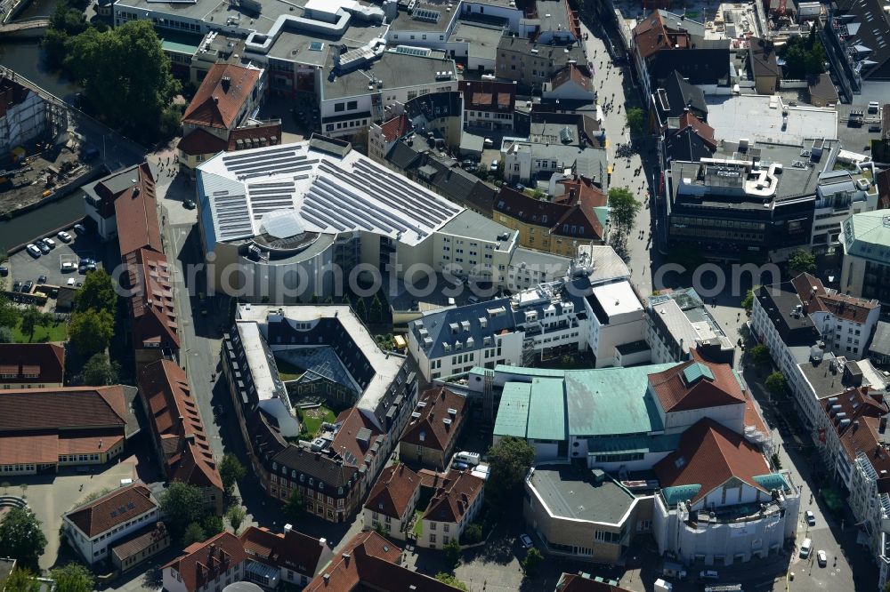 Osnabrück from above - Building of the shopping center L+T Markthalle GmbH + Co.KG in Osnabrueck in the state Lower Saxony