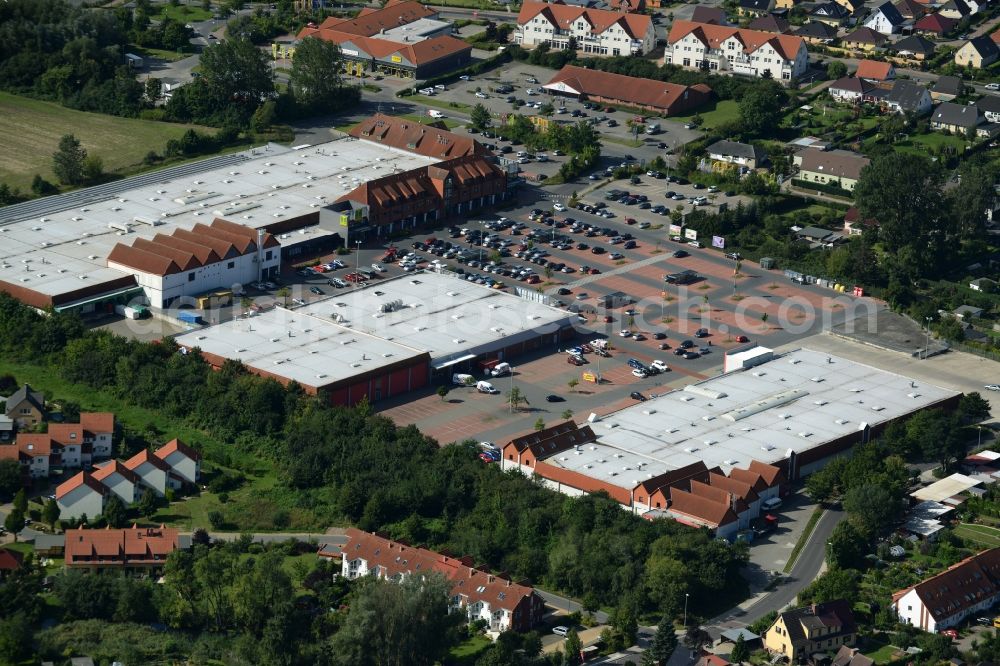 Wismar from above - Building of the shopping center Marktkauf-Center in Wismar in the state Mecklenburg - Western Pomerania