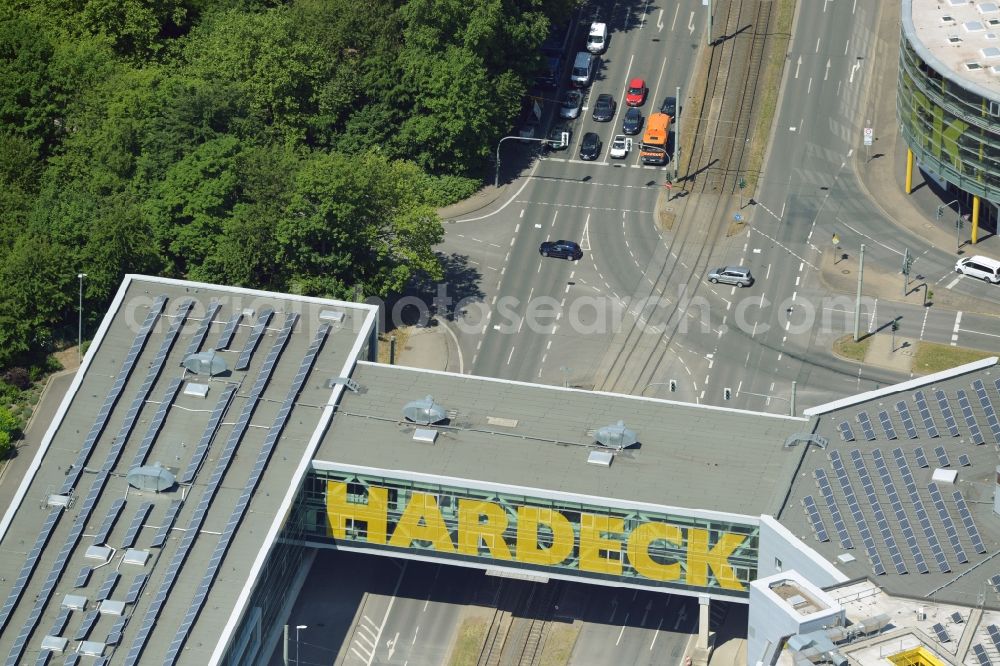 Bochum from the bird's eye view: Building of the shopping center and furniture store of Hardeck Moebel GmbH & Co. KG in Bochum in the state North Rhine-Westphalia