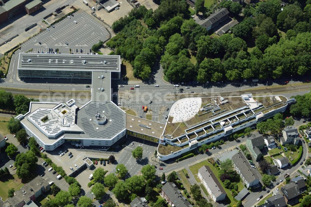 Bochum from the bird's eye view: Building of the shopping center and furniture store of Hardeck Moebel GmbH & Co. KG in Bochum in the state North Rhine-Westphalia