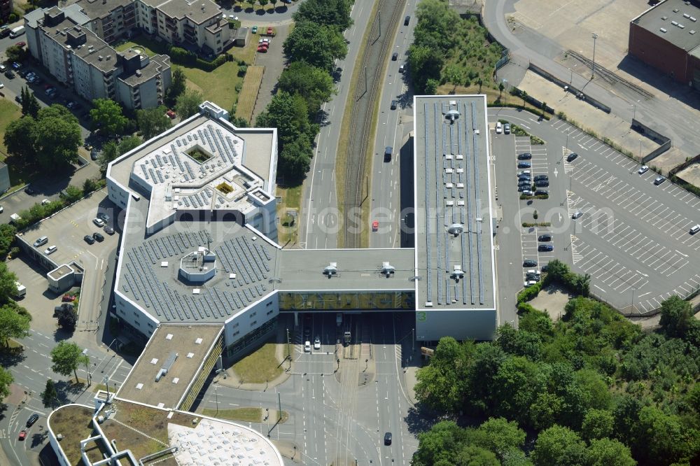 Bochum from above - Building of the shopping center and furniture store of Hardeck Moebel GmbH & Co. KG in Bochum in the state North Rhine-Westphalia