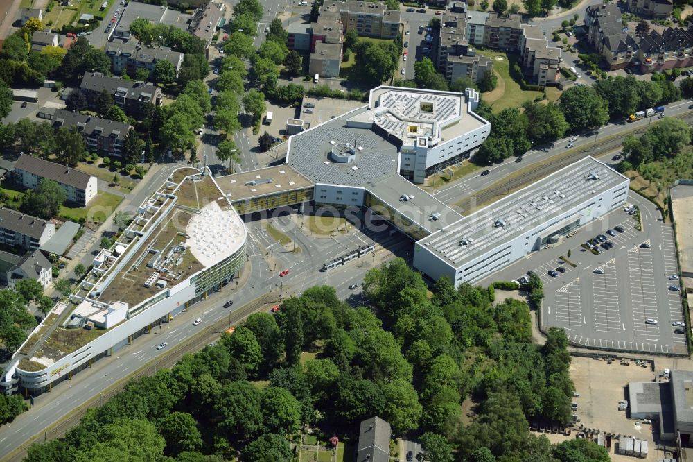 Bochum from the bird's eye view: Building of the shopping center and furniture store of Hardeck Moebel GmbH & Co. KG in Bochum in the state North Rhine-Westphalia