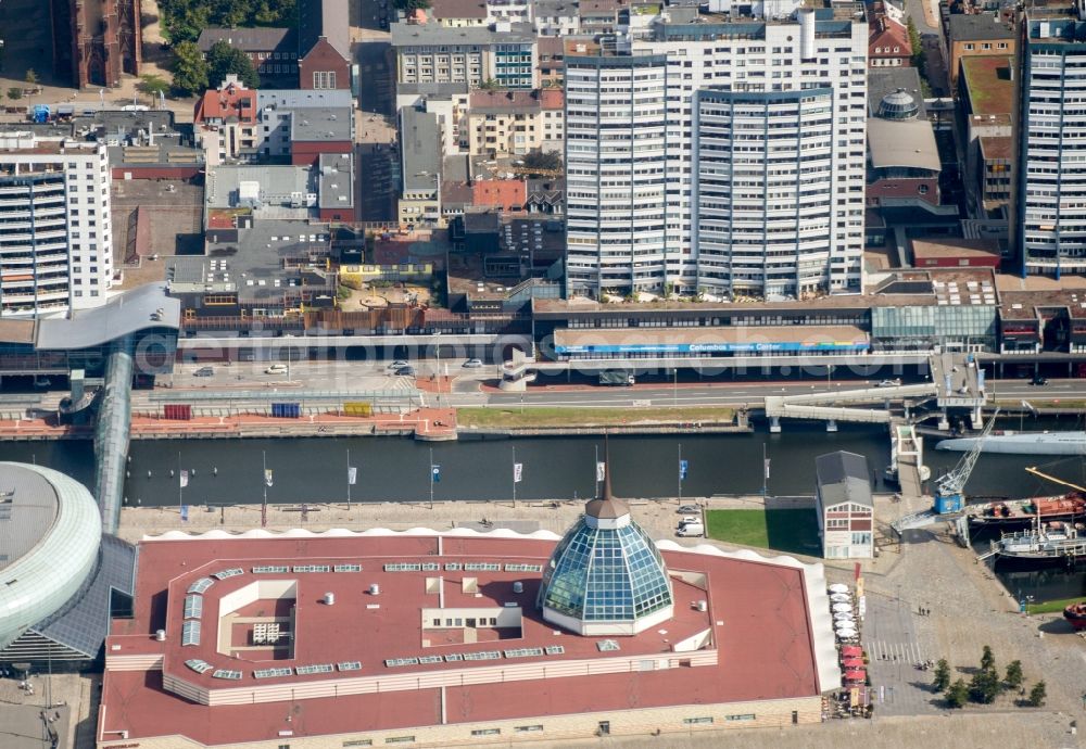 Aerial photograph Bremerhaven - Building of the shopping center Mediterraneum in Bremerhaven in the state Bremen, Germany