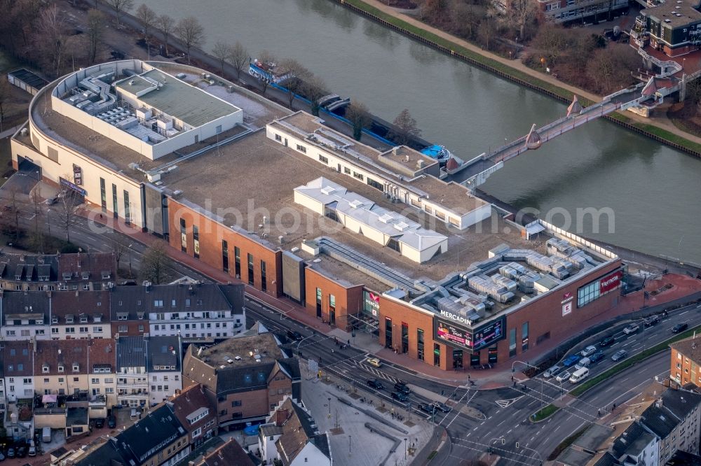 Dorsten from above - Building the shopping center Mercaden Dorsten at the bridge Borkener Strasse at Westwall in Dorsten in North Rhine-Westphalia