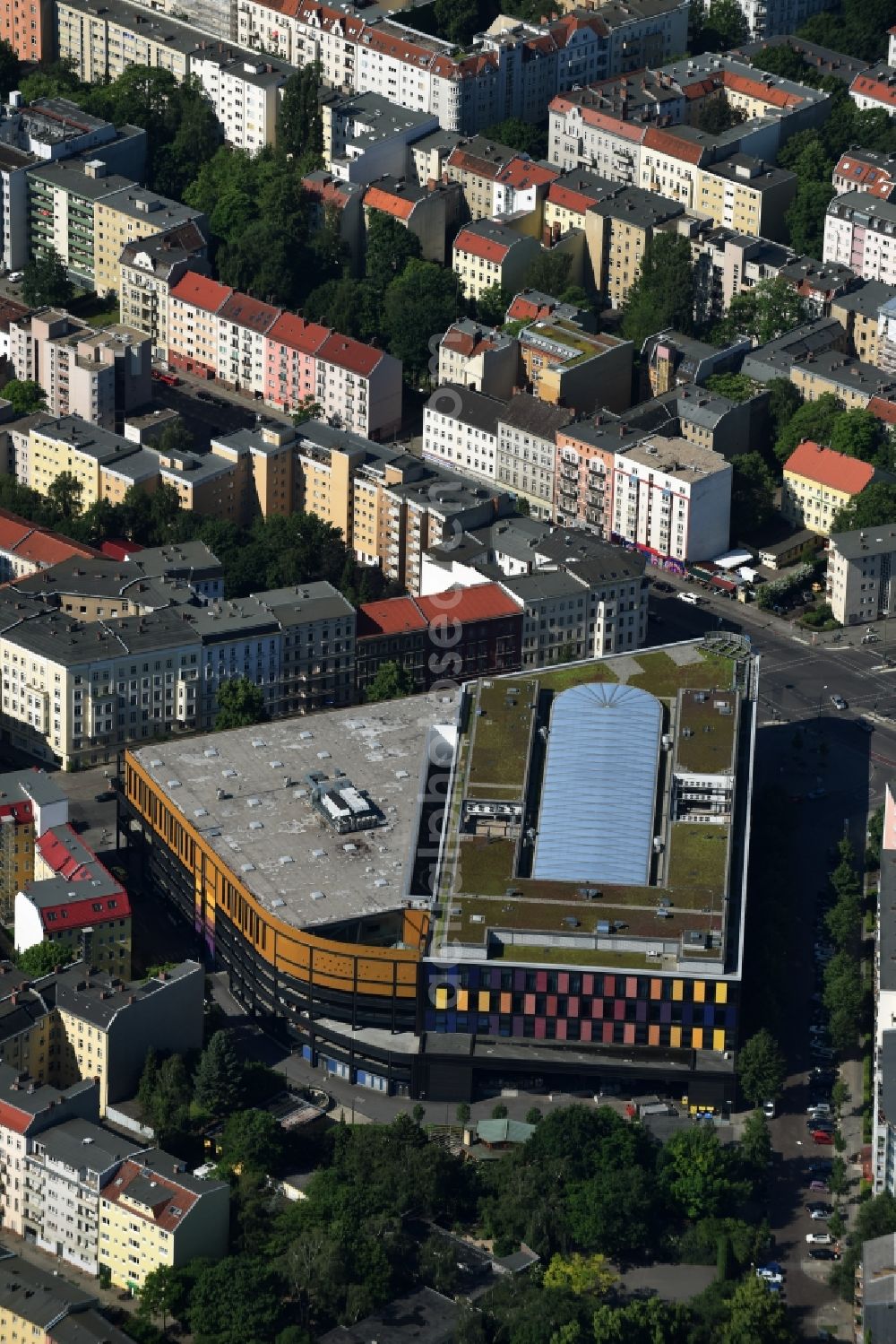 Aerial image Berlin - Building of the shopping center MOA Bogen on Stephanstrasse in Berlin