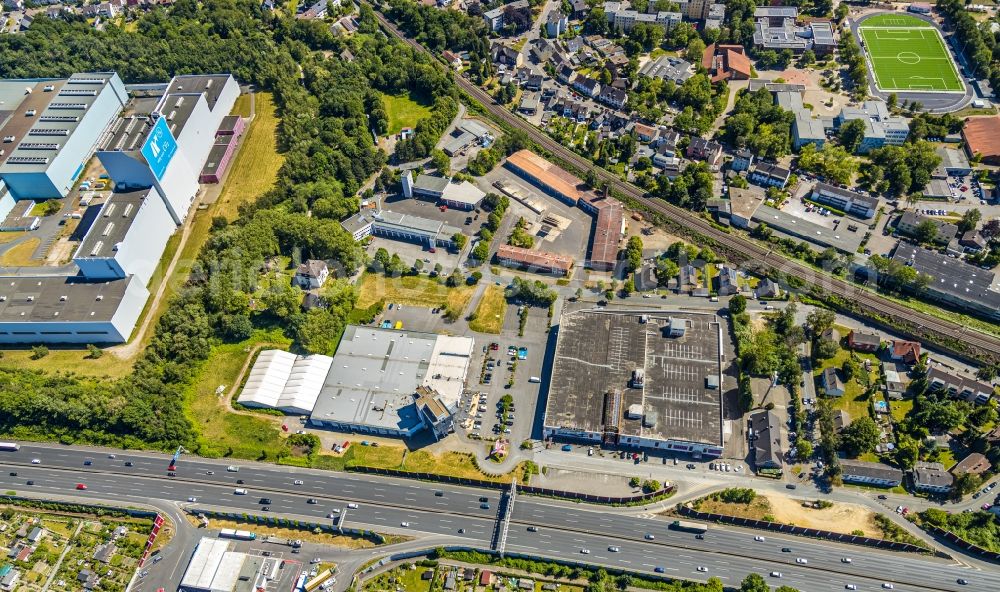 Aerial image Wattenscheid - Building of the shopping center of D&W The Motion Corporation GmbH & Co. KG on Dueckerweg in Wattenscheid in the state North Rhine-Westphalia, Germany