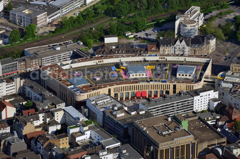 Recklinghausen from the bird's eye view: Building the shopping center Palais Vest MFI Properties Marketing in Recklinghausen in North Rhine-Westphalia