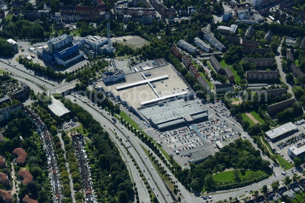 Aerial photograph Kiel - Building of the shopping center Plaza Center in Kiel in the state Schleswig-Holstein