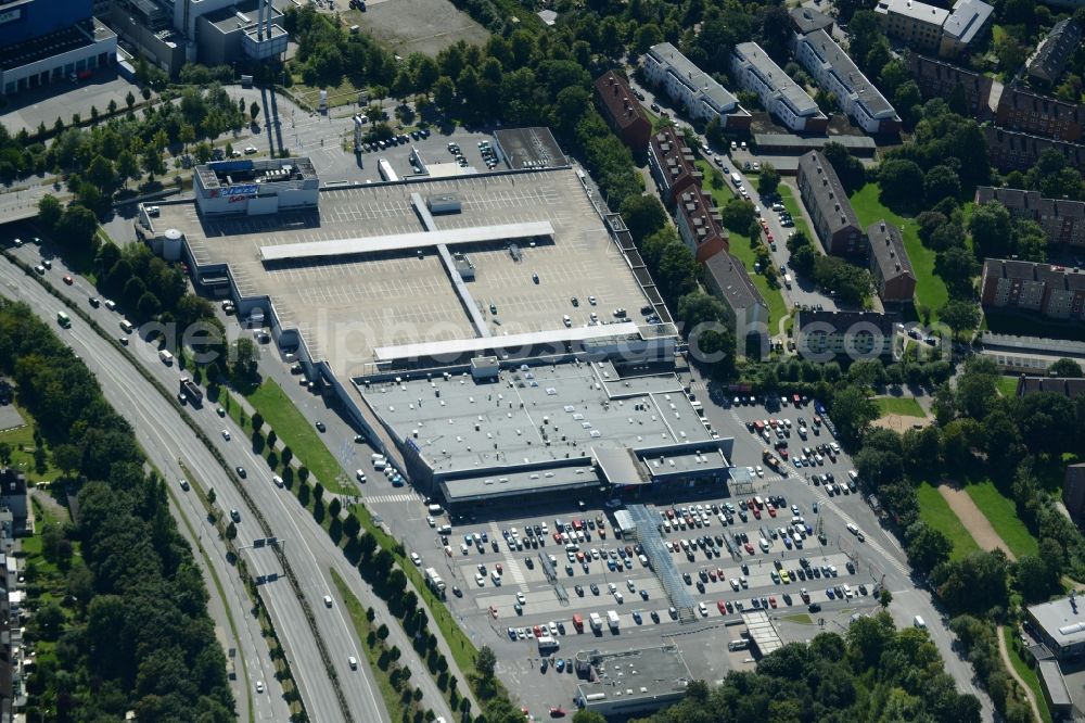 Kiel from above - Building of the shopping center Plaza Center in Kiel in the state Schleswig-Holstein