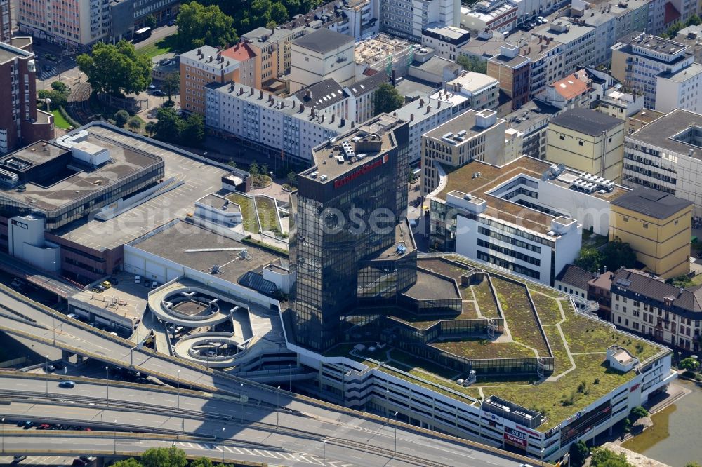 Ludwigshafen am Rhein from the bird's eye view: Building of the shopping center Rathaus-Center Ludwigshafen Rathausplatz in Ludwigshafen am Rhein in the state Rhineland-Palatinate