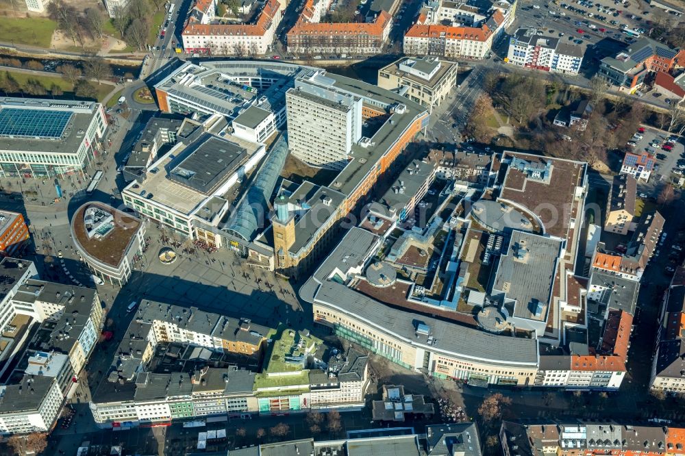 Aerial photograph Hagen - Building of the shopping center RATHAUS GALERIE HAGEN Mittelstrasse in the district Hagen-Mitte in Hagen in the state North Rhine-Westphalia