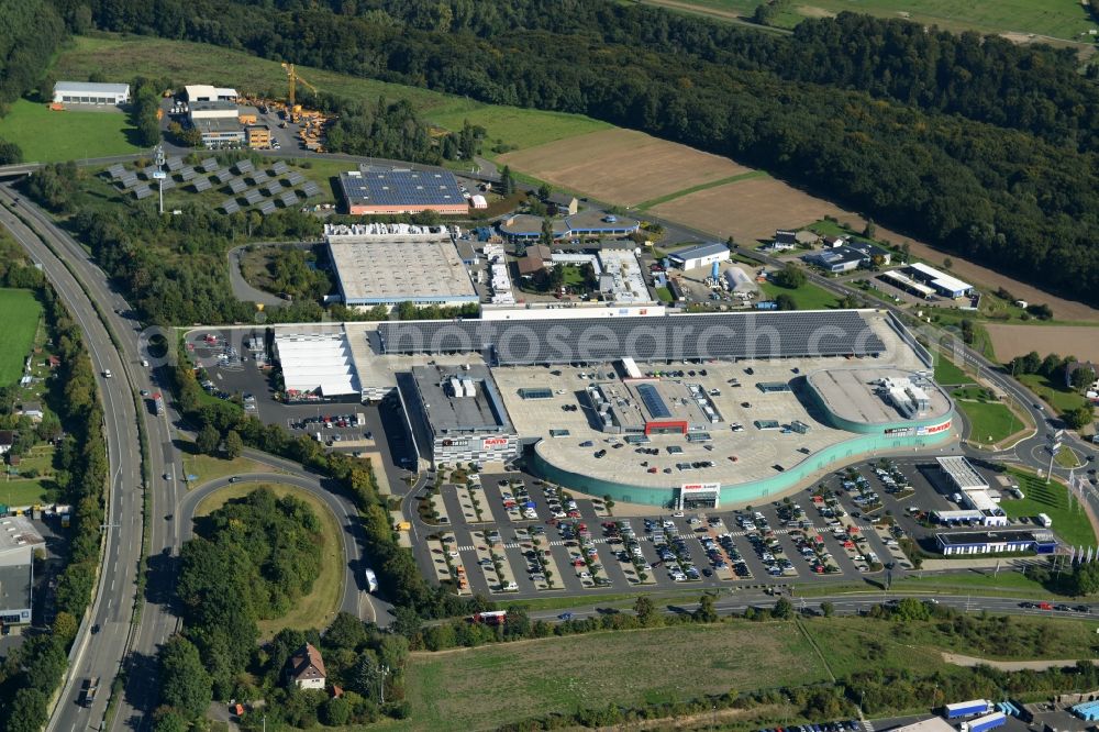 Baunatal from above - Building of the shopping center RATIO_Land of Werbegemeinschaft RATIO_Land GbR in Baunatal in the state Hesse