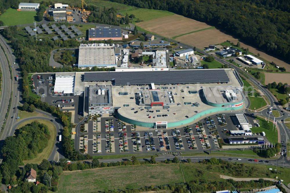 Baunatal from the bird's eye view: Building of the shopping center RATIO_Land of Werbegemeinschaft RATIO_Land GbR in Baunatal in the state Hesse