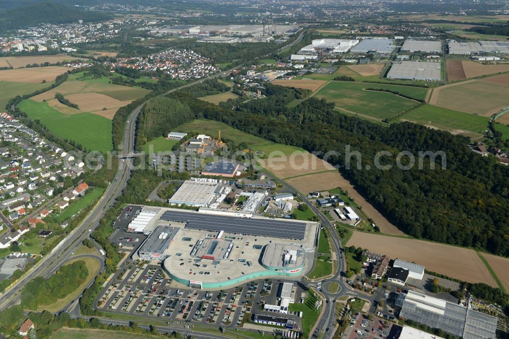 Baunatal from above - Building of the shopping center RATIO_Land of Werbegemeinschaft RATIO_Land GbR in Baunatal in the state Hesse