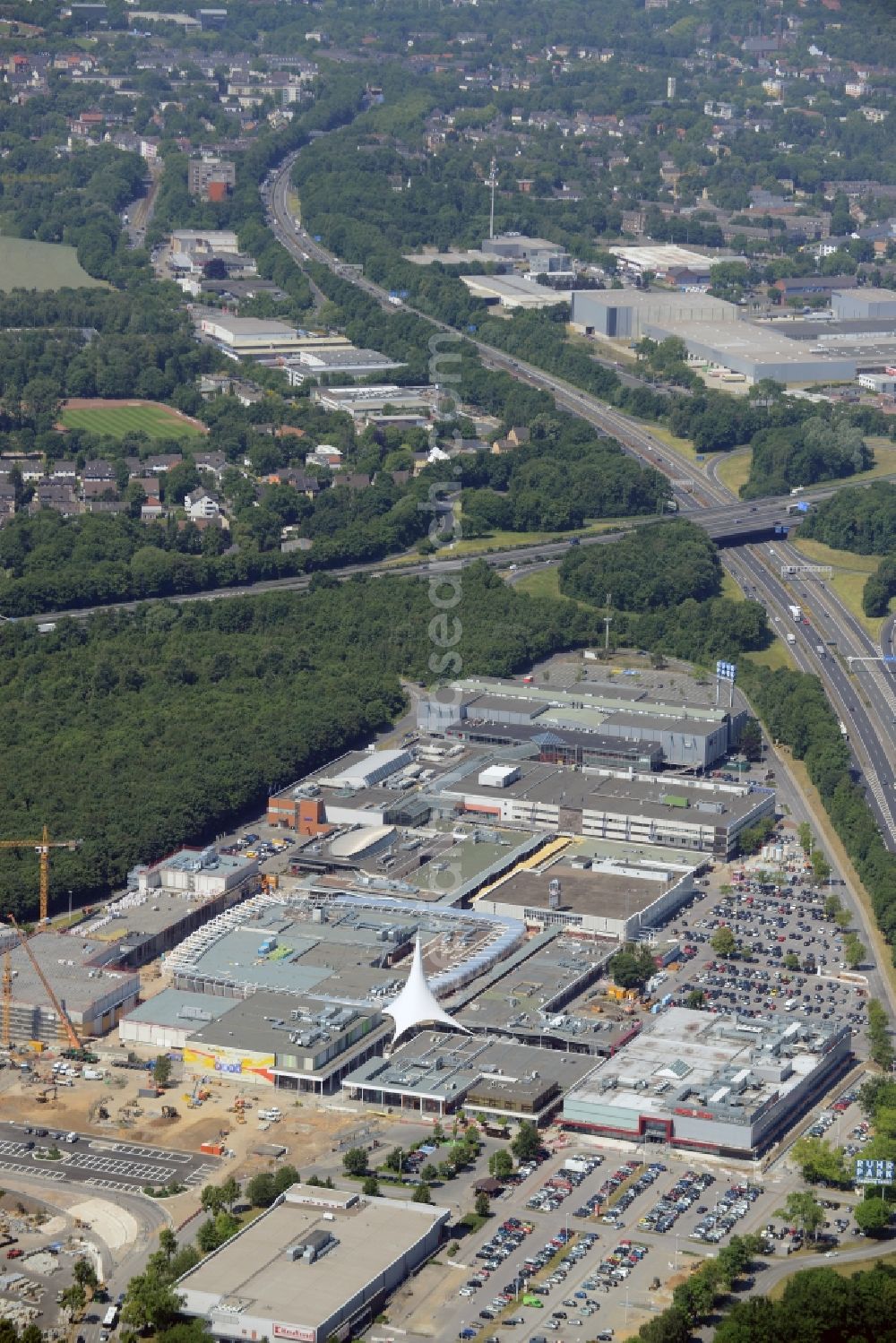 Aerial image Bochum - Building the shopping center Ruhr Park in Bochum in the state North Rhine-Westphalia