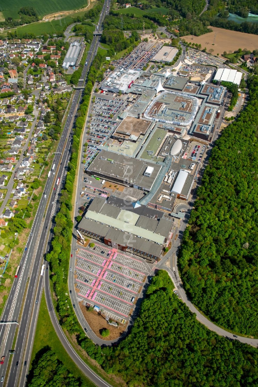 Aerial image Bochum - Building the shopping center Ruhr Park in Bochum in the state North Rhine-Westphalia