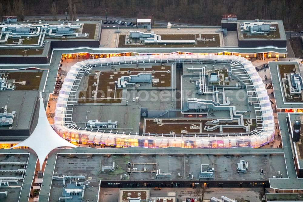 Bochum from above - Areal of the shopping center Ruhrpark in Bochum in North Rhine-Westphalia. The site is a project of Unibail-Rodamco Germany GmbH