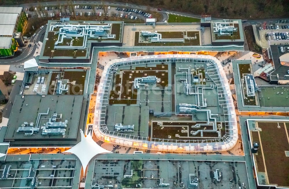 Aerial image Bochum - Areal of the shopping center Ruhrpark in Bochum in North Rhine-Westphalia. The site is a project of Unibail-Rodamco Germany GmbH