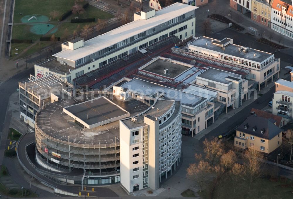 Senftenberg from the bird's eye view: Building of the shopping center Schlosspark-Center in Senftenberg in the state Brandenburg