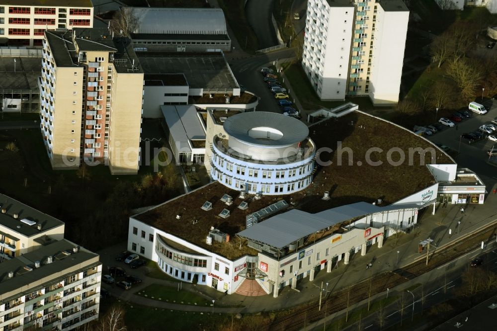 Frankfurt (Oder) from the bird's eye view: Building of the shopping center Suedring Center on Leipziger Strasse in Frankfurt (Oder) in the state Brandenburg