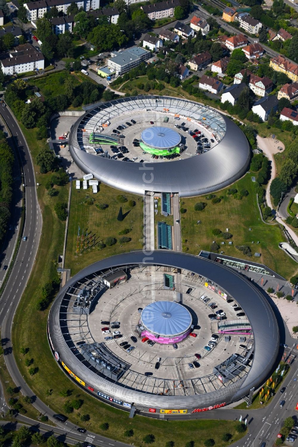 Aerial photograph Baden-Baden - Building of the shopping center Shopping Cite in Baden-Baden in the state Baden-Wuerttemberg