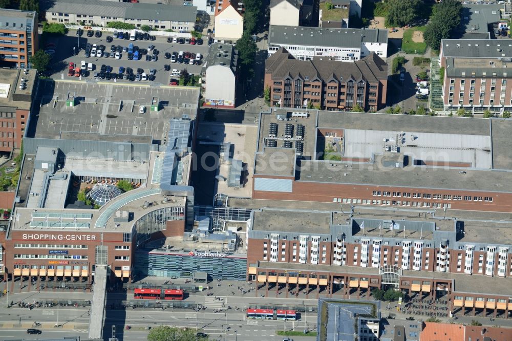 Kiel from above - Building of the shopping center Sophienhof of ECE in Kiel in the state Schleswig-Holstein