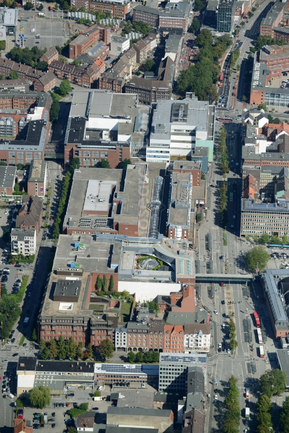 Kiel from above - Building of the shopping center Sophienhof of ECE in Kiel in the state Schleswig-Holstein