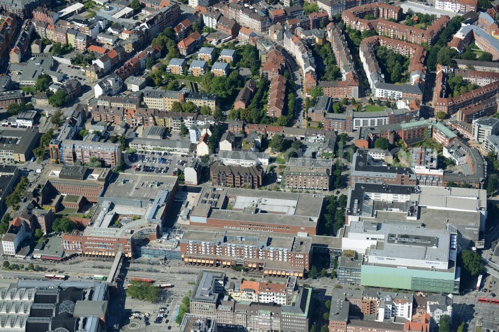 Aerial image Kiel - Building of the shopping center Sophienhof of ECE in Kiel in the state Schleswig-Holstein