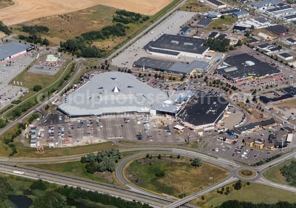 Löddeköpinge from the bird's eye view: Building of the shopping center Stadium Center Syd in Loeddekoepinge in Sweden