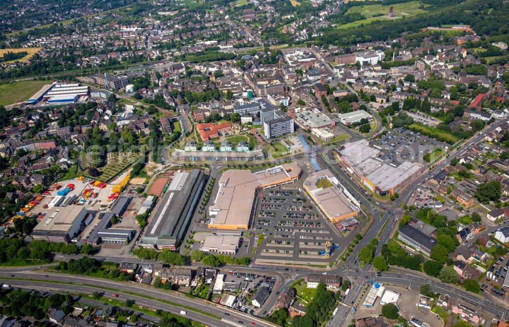 Oberhausen from above - Building of the shopping center Sterkrader Tor in Oberhausen in the state North Rhine-Westphalia