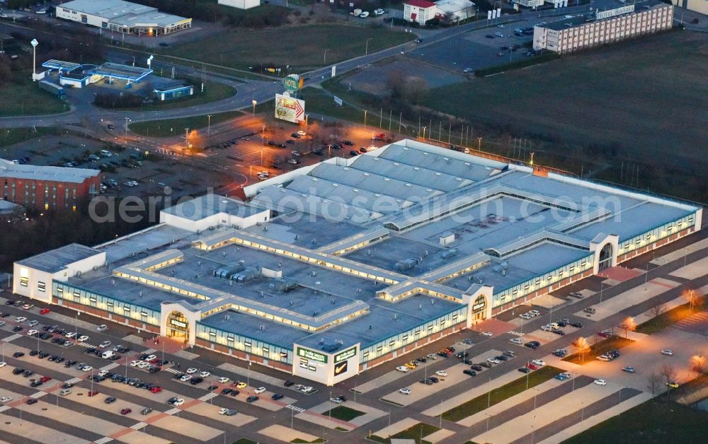 Sandersdorf-Brehna from the bird's eye view: Building of the shopping center The Style Outlets on Thiemendorfer Mark in the district Brehna in Sandersdorf-Brehna in the state Saxony-Anhalt