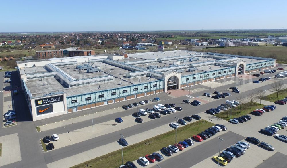 Aerial image Brehna - Building of the shopping center The Style Outlets on Thiemendorfer Mark in the district Brehna in San dersdorf-Brehna in the state Saxony-Anhalt